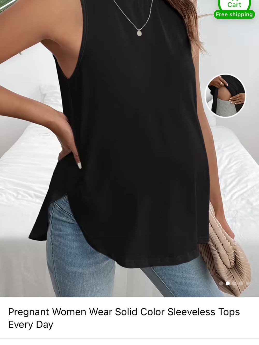 Sleeveless Maternity Tank Top - Black